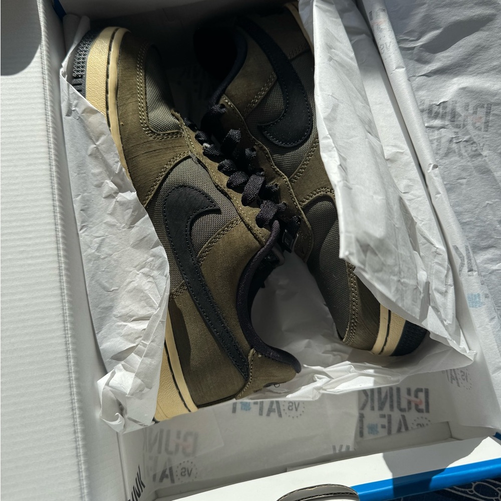 Undefeated Nike Air Force 1 Olive Green Sneakers - Picture 5 of 6